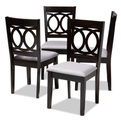 Baxton Studio Lenoir Modern and Contemporary Gray Fabric Upholstered Espresso Brown Finished Wood Dining Chair Set of 4